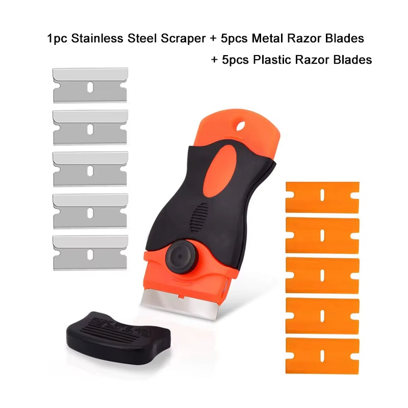 Heavy-Duty Multi-Surface Scraper Tool ā Razor Blade Adhesive Remover for Car Glass, Ceramic Hobs, Stickers & Glue | Scratch-Free Auto Squeegee
