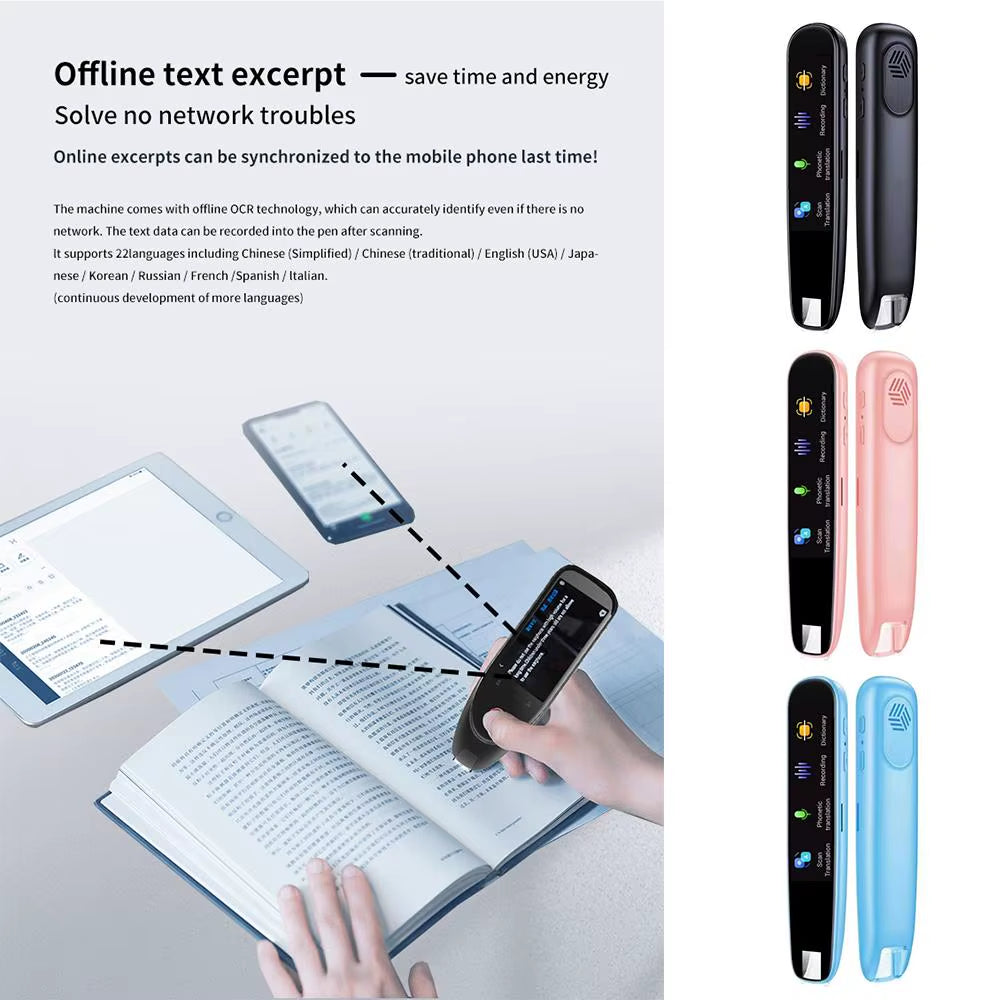 Smart Translator Pen – 116-Language Offline/Online Scanning Translator with OCR Camera & Voice Recording