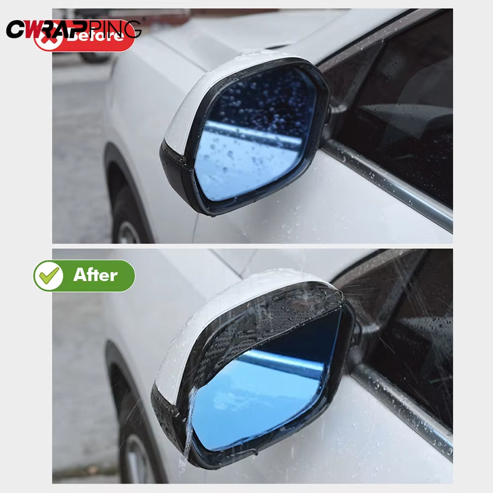 AutoShield Rain Eyebrow Visors – 2PCS Rearview Mirror Covers (Universal Fit, Carbon Fiber Look & Transparent Options)