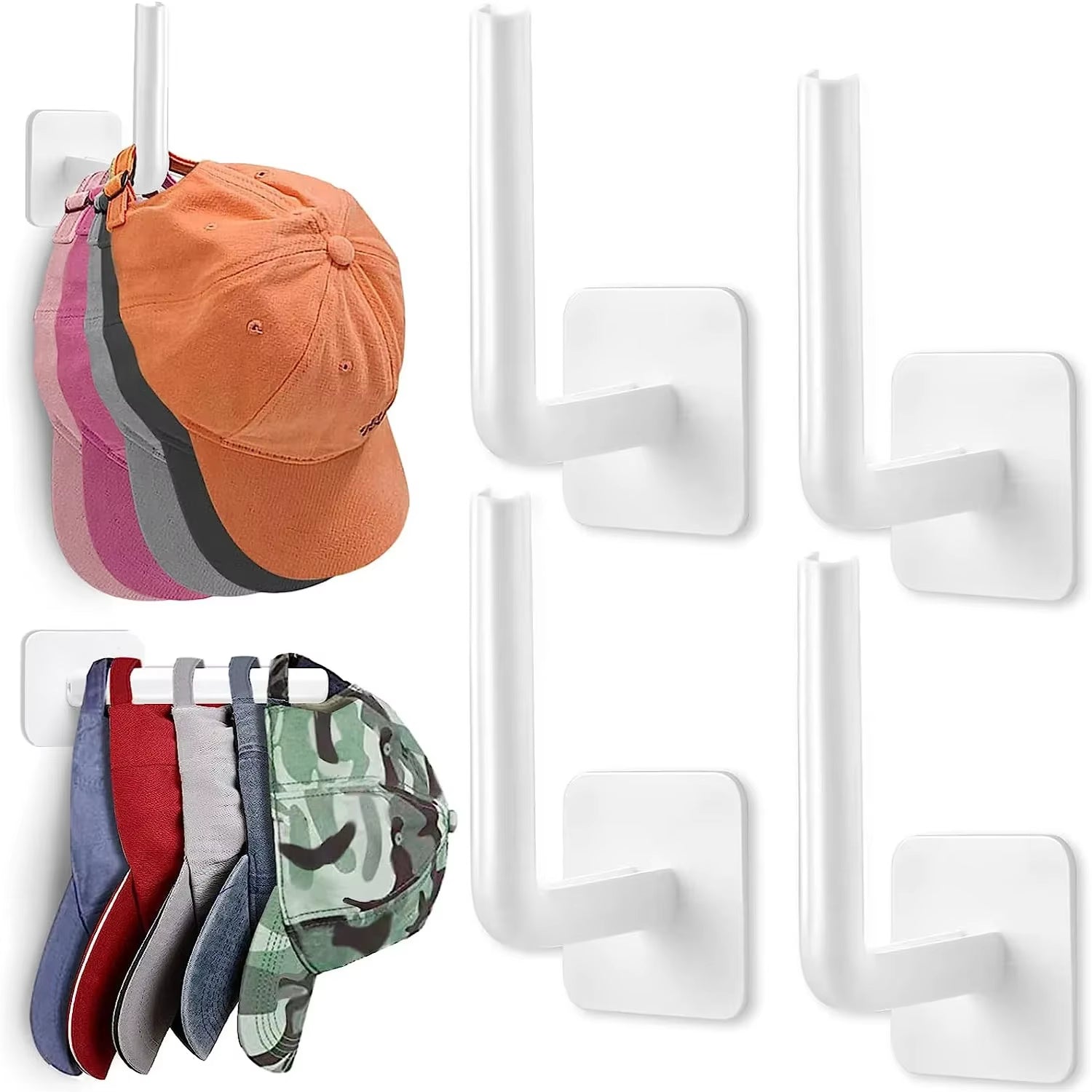 Absolute Space-Saver Wall Hat Rack - Holds 20 Caps, No Drill! 3M Waterproof Adhesive