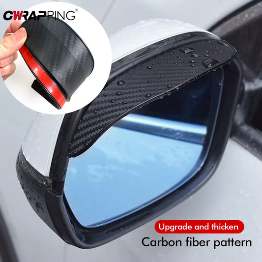 AutoShield Rain Eyebrow Visors – 2PCS Rearview Mirror Covers (Universal Fit, Carbon Fiber Look & Transparent Options)