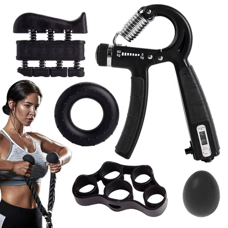 Pro Grip Strength Kit – Adjustable Hand & Forearm Trainer Set with Counter (5-in-1 Multipurpose Workout Tools)