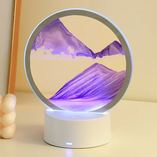 3D Sandscape Hourglass Lamp – 16-Color RGB Night Light with Mesmerizing Moving Sand Art (USB/Battery Powered)