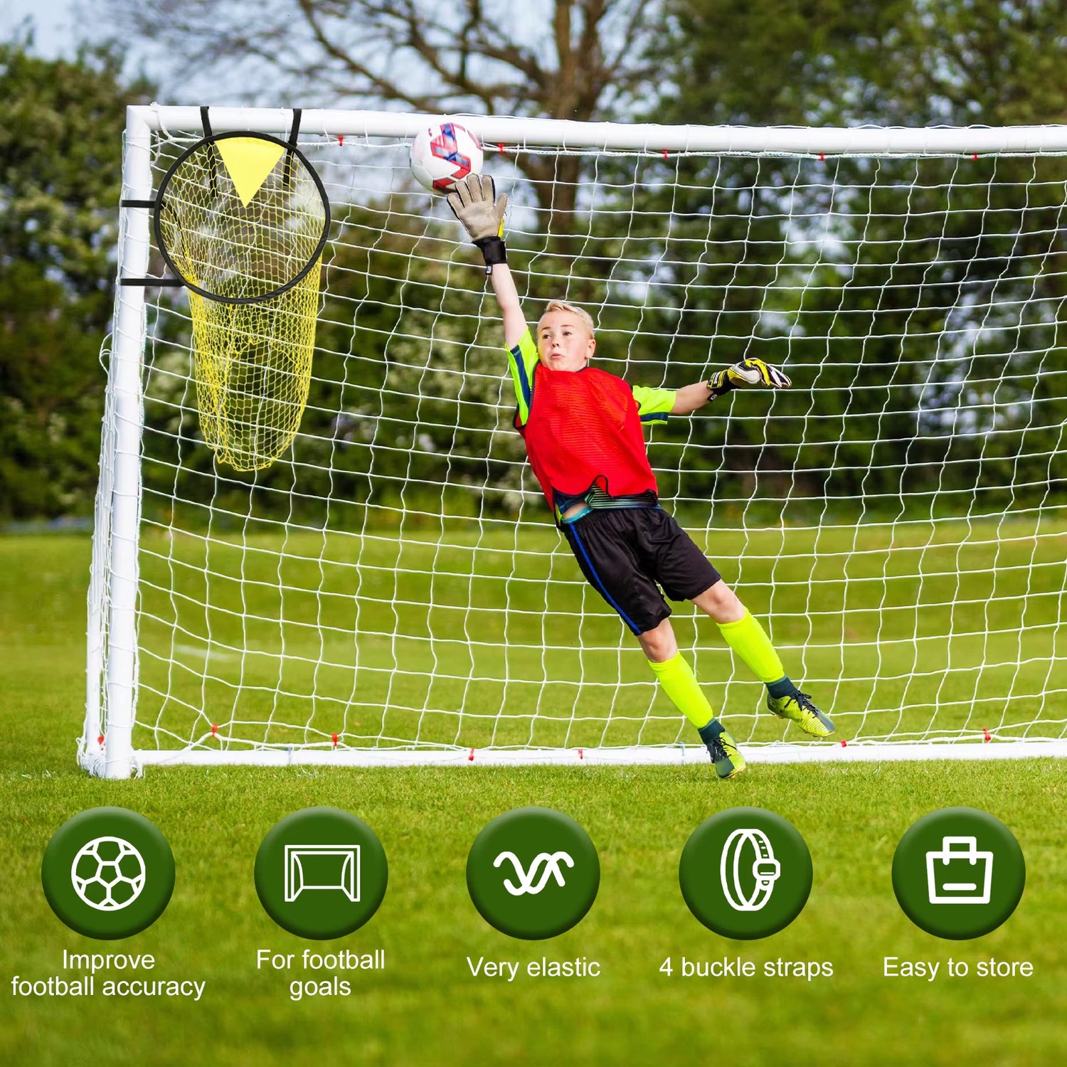 TopShot Football Target Net – Foldable Shooting Accuracy Trainer for Soccer Practice (17.72" Diameter, All Skill Levels)